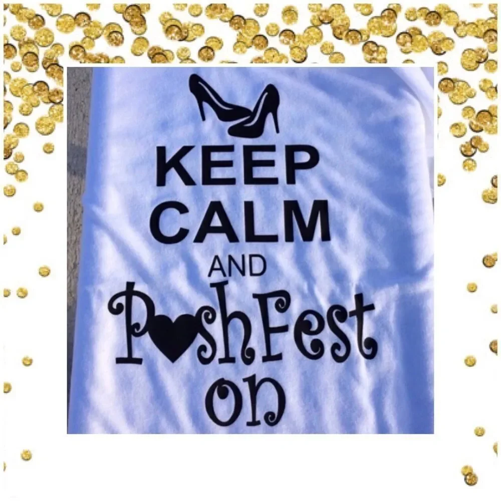 KEEP Calm Posh On Scoop neck Lips on sleeve 3X - Picture 2 of 2